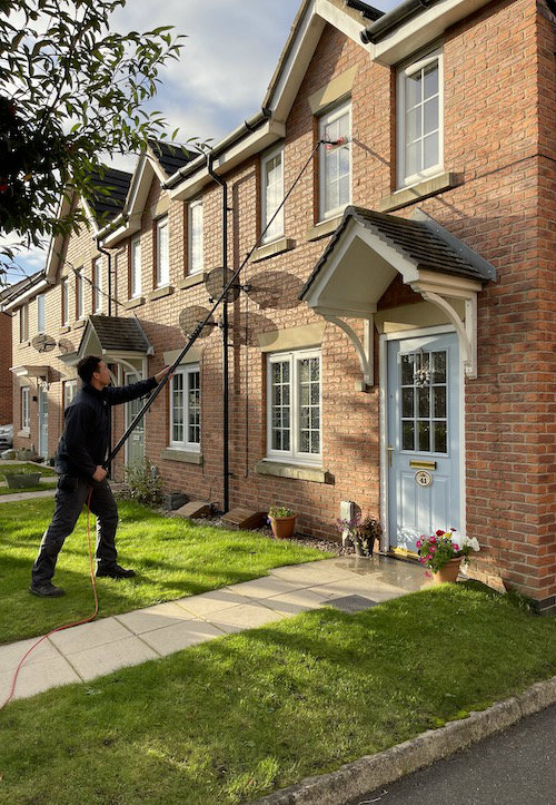 window cleaning a house